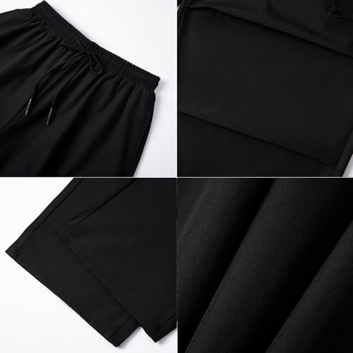 WZIKAI Men's Baggy Cargo Pants Elastic Waist Drawstring Parachute Cargo Pants Casual Loose Fit Joggers Hiking Hip Hop Pants with Pockets Black M - Image 5