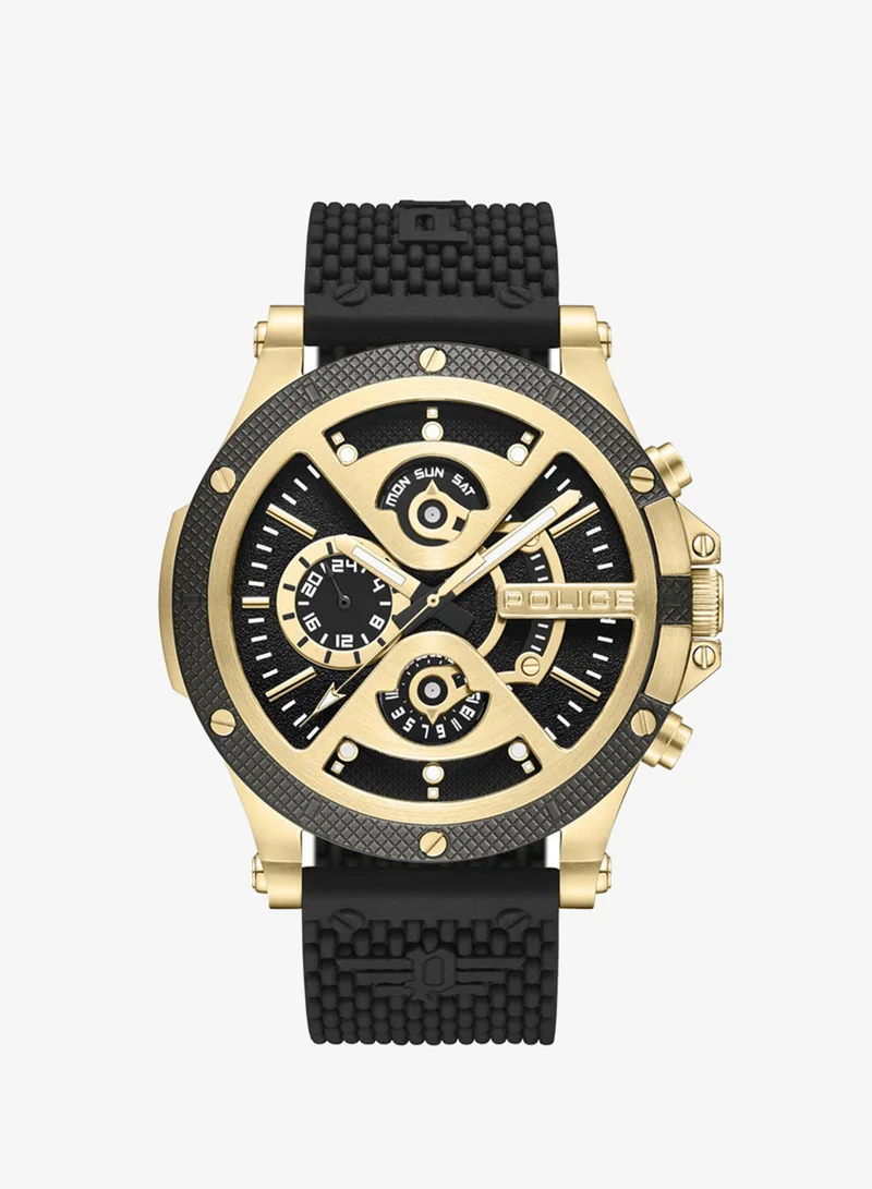 POLICE Men's Surigao Men's 47mm Multifunction Watch with Matte Black Dial & Silicone Strap
