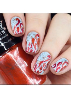 PUEEN Rocking Metallic Stamping Nail Polish Nail Art Color Set Of 6 Metallic Colors 12Ml Each Bh000994  - Image 2