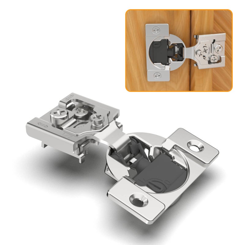 Chibery 2 Pack 12 Overlay 4D Soft Close Concealed Hinges for Face Frame Door Adjustable Closing Speed Smooth Slow Self Close Hinges Satin Nickel 105 Open Angle Stainless Steel Cabinet Hinges