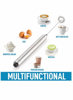 KASTWAVE Milk Handheld Mini Mixer - Stainless Steel Coffee Electric Handheld Frother For Coffee, Latte, Frappe - Cordless Battery Operated Electric Whisk & Milk  - Image 4