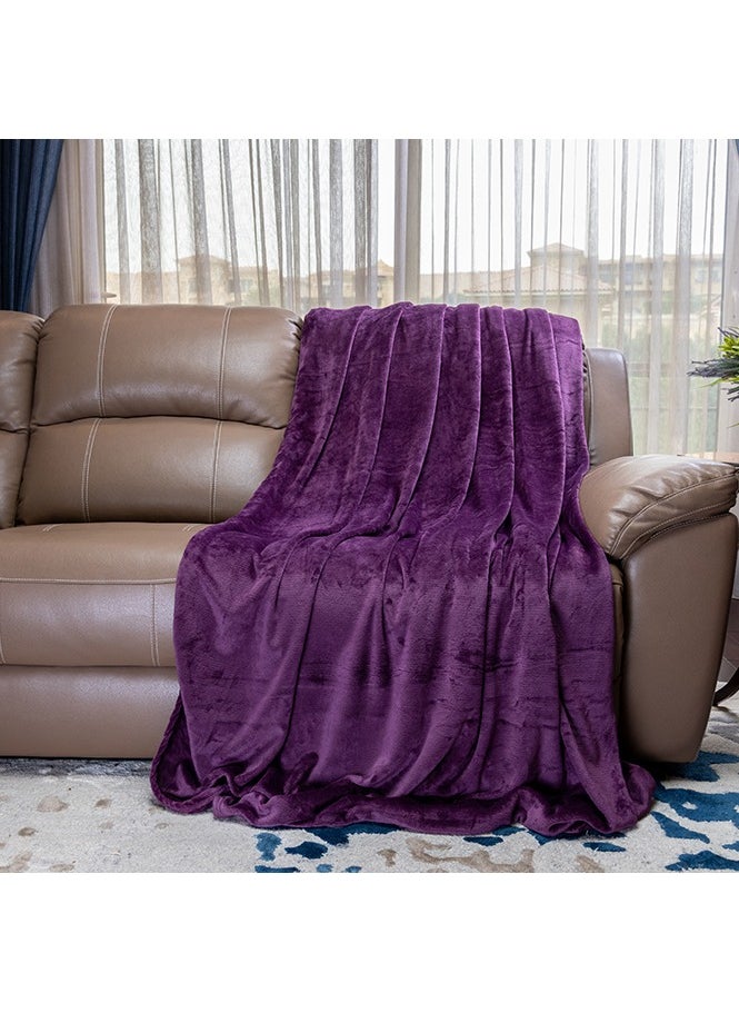 Mintra Lightweight Blanket 250 GSM Extra Soft Premium Microfiber Bed and Sofa Throw in Purple - Size 130x152cm  - Image 4