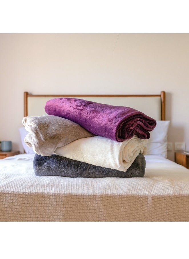Mintra Lightweight Blanket 250 GSM Extra Soft Premium Microfiber Bed and Sofa Throw in Purple - Size 130x152cm  - Image 5