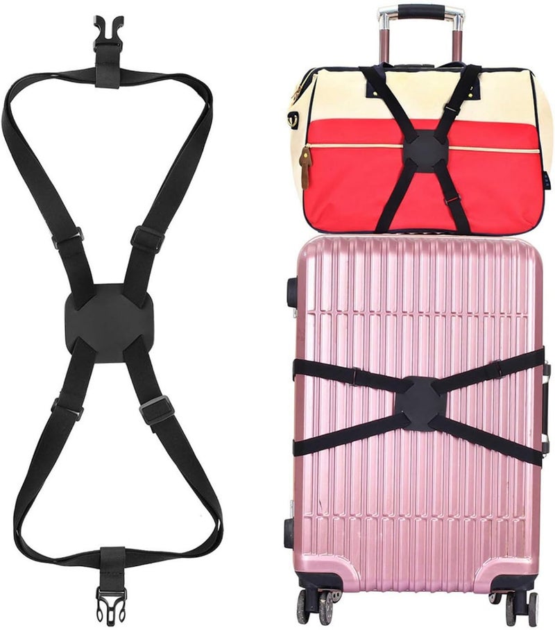 JDLYEVER Backpack & Luggage Straps 2 Pieces, Elastic Fixed Handbag Luggage Straps Packing Straps, Elastic Backpack & Luggage Binding, Adjustable Customized Fit, Reliable Travel Companion (black) - Image 1