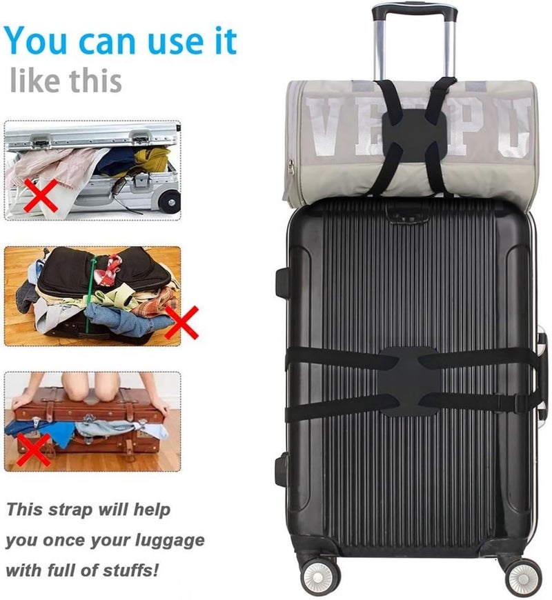 JDLYEVER Backpack & Luggage Straps 2 Pieces, Elastic Fixed Handbag Luggage Straps Packing Straps, Elastic Backpack & Luggage Binding, Adjustable Customized Fit, Reliable Travel Companion (black) - Image 3
