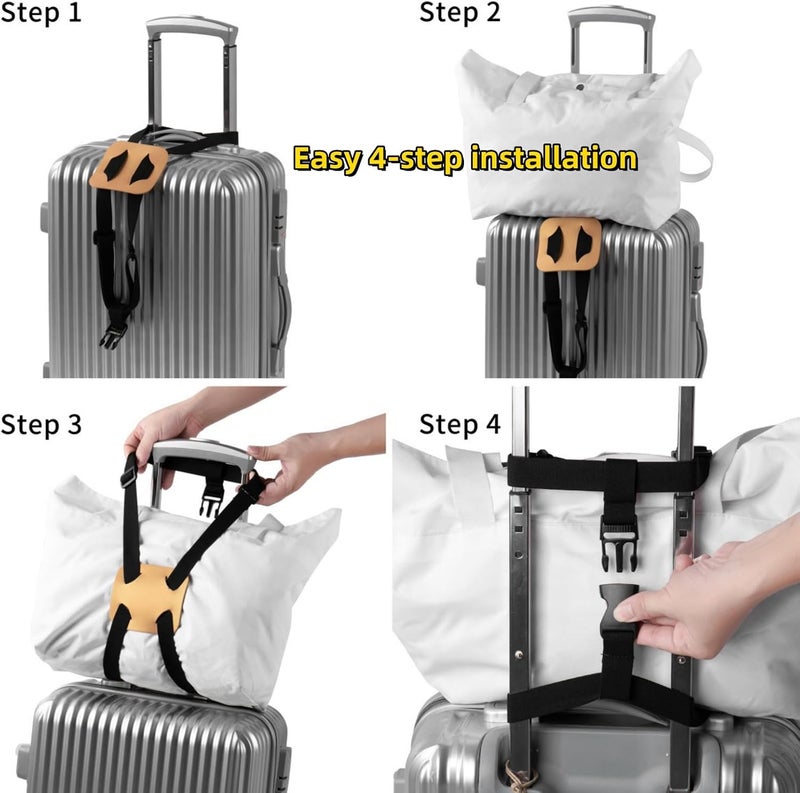 JDLYEVER Backpack & Luggage Straps 2 Pieces, Elastic Fixed Handbag Luggage Straps Packing Straps, Elastic Backpack & Luggage Binding, Adjustable Customized Fit, Reliable Travel Companion (black) - Image 4