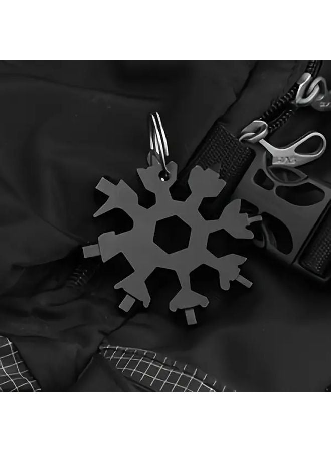 Black Snowflake Multitool Keychain with Screwdriver Bits Christmas Stocking Stuffer Gift - Image 1