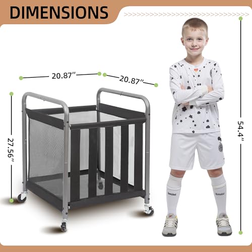 STORAGE MANIAC Ball Storage Bin Rolling Sports Ball Cart, Metal Garage Organizer Sport Rack Basketball Storage Cage for Garage or Gym, Indoor & Outdoor Sports Equipment Organizer 1 Pack - Image 2