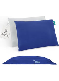 Biloban Biloban Kid Travel Pillow with Pillowcase (13"x 18"), Child Pillows for Sleeping, Oeko-TEX Standard 100 Certificated Travel Pillow, Gray & Navy Blue  - Image 1