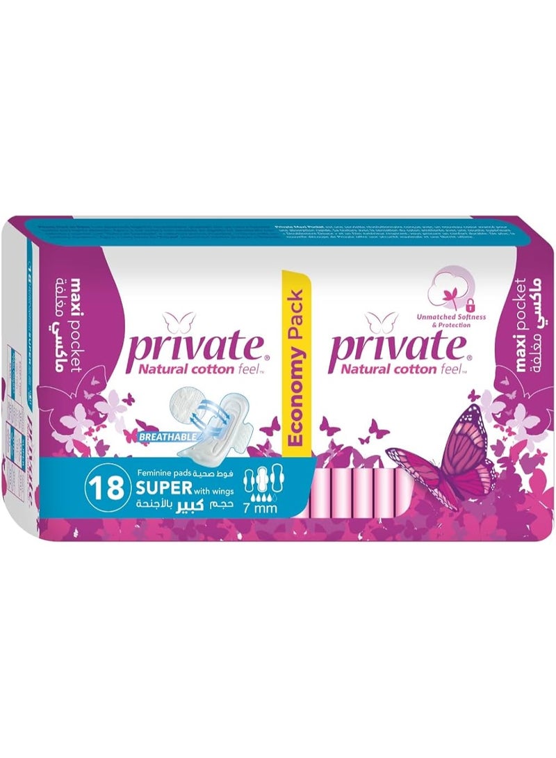 Natural Cotton Feel Maxi Pocket 18 Pads