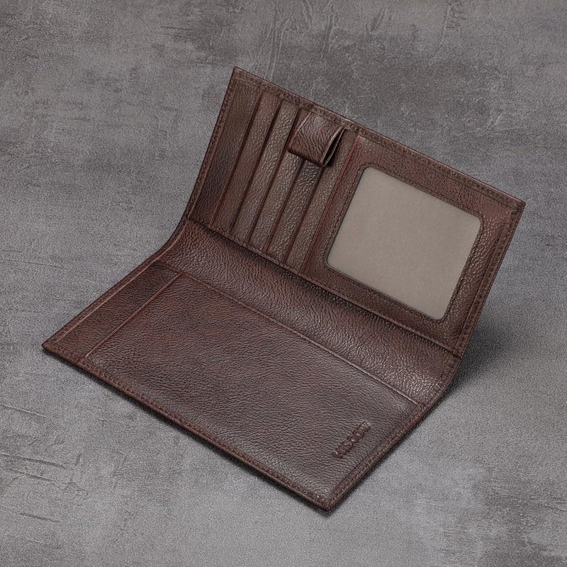 HISCOW Soft Leather Checkbook Cover & Card Holder with Divider - Italian Calfskin (Coffee Vegetable-Tanned Leather) - Image 4