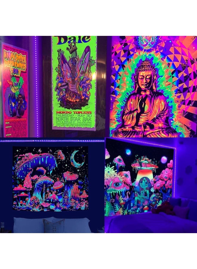 16.4ft USB Black Light Strip with Battery Box, 5V LED Blacklight Strip 300LEDs for Glow in The Dark, 385-400nm for Halloween Birthday Party Fluorescent Poster Painting, 2pcs x 8.2ft - Image 3