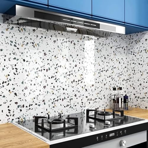 wall love Marble OilProof & Waterproof self-Adhesive Sheet Stickers Big Countertop Cabinet Furniture puja Room Kitchen,Home Sticker Wallpaper 60 x 200cm (White DOT Multi Wallpaper) - Image 2