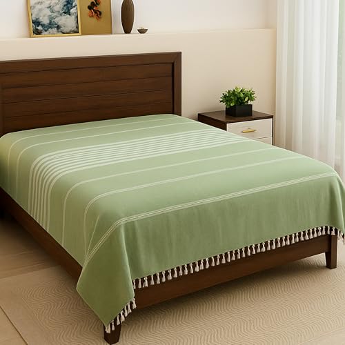 Värde 210 TC Handmade Double Bedsheet | Without Pillow Cover | Handloom Cotton Bedsheets for Double Bed | Double Bedsheet for Summer | Bed Sheet Size (90X100 Inches, 7.5 x 8.3 Feet | Oxley) - Image 1