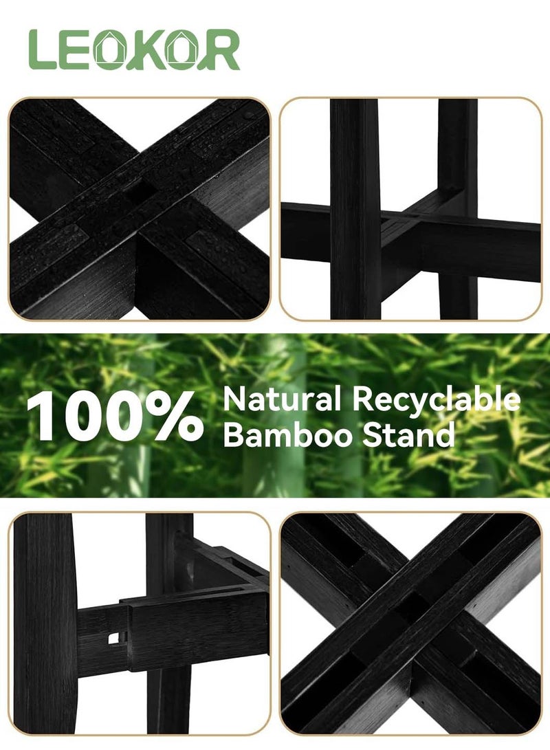 LEOKOR Plant Stand Indoor, Bamboo Plant Shelf, Adjustable Corner Plants Flower Holders Single Floor Plant Stand, Fits 8 to 12 Inches Pots (Black) - Image 5