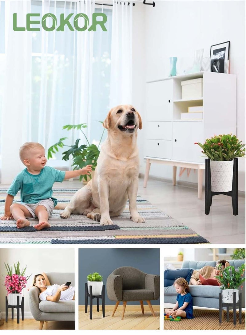 LEOKOR Plant Stand Indoor, Bamboo Plant Shelf, Adjustable Corner Plants Flower Holders Single Floor Plant Stand, Fits 8 to 12 Inches Pots (Black) - Image 4