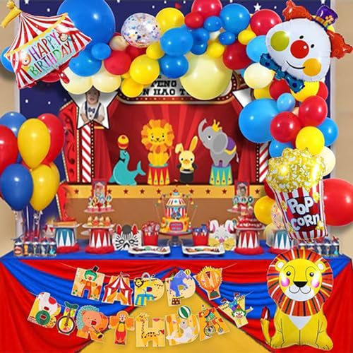 Aimto Red Yellow Blue Balloons,Red Yellow and Blue Confetti Balloon for Carnival Circus Birthday Party,12 Inch,Pack of 50 - Image 3