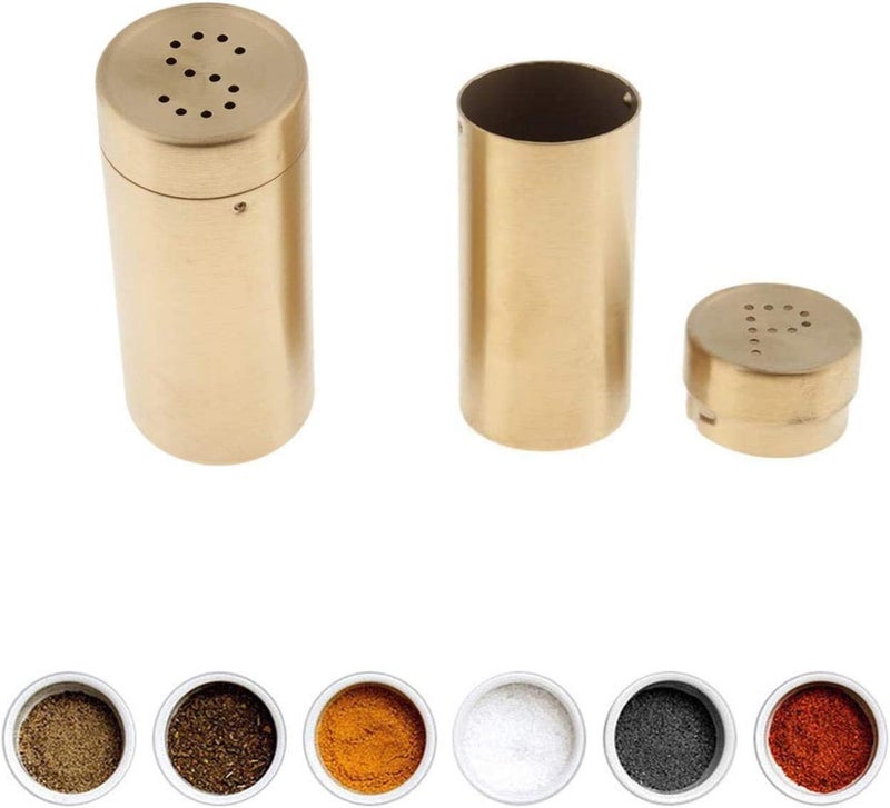 klarako 2Pcs Stainless Steel Bottom Casing Salt and Pepper Shakers Set with Tray and Letter Initial  Gold, 8.8X3.8cm - Image 3