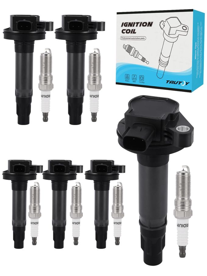 TAUTOY Set of 6 UF553 DG520 Ignition Coil Pack Iridium Spark Plugs (3.5L 3.7L) For Ford Edge Flex Taurus Explorer F150,For Lincoln MKS MKT MKZ MKX,For Mercury Sable - Image 1