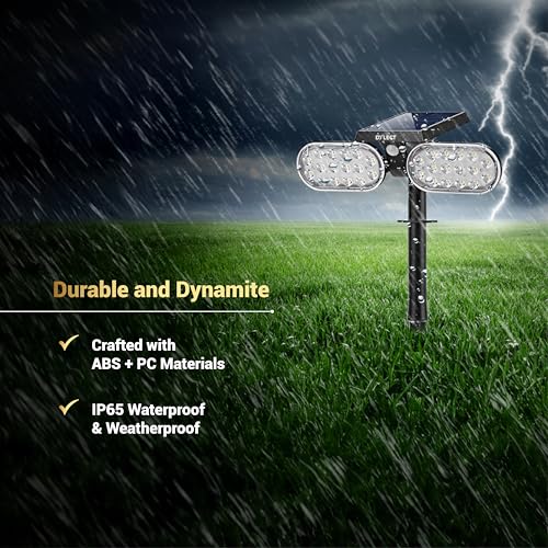 Dylect® Luxe Solar Garden Light/Pathway Light for Garden, Resort/Hotel, Outdoor Plants, Balcony with Motion Sensor & Twin LED, Long 8H Runtime, IP44 Waterproof, Auto On-Off(Ground Mount, Cool White) - Image 3