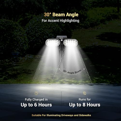 Dylect® Luxe Solar Garden Light/Pathway Light for Garden, Resort/Hotel, Outdoor Plants, Balcony with Motion Sensor & Twin LED, Long 8H Runtime, IP44 Waterproof, Auto On-Off(Ground Mount, Cool White) - Image 5