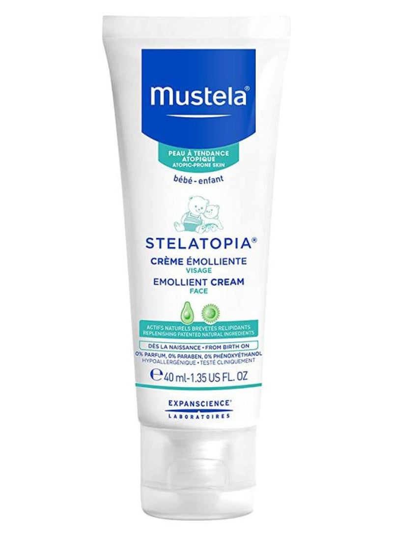 Mustela Baby Stelatopia Emollient Face Cream white/blue 40ml - Image 1