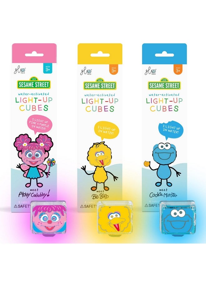 Glo Pals Glo Pals x Sesame Street Water-Activated Light-Up Cubes Bundle for Sensory Play - 12 Packs (Easy as A,B,C - Abby Cadabby, Big Bird + Cookie Monster)  - Image 1