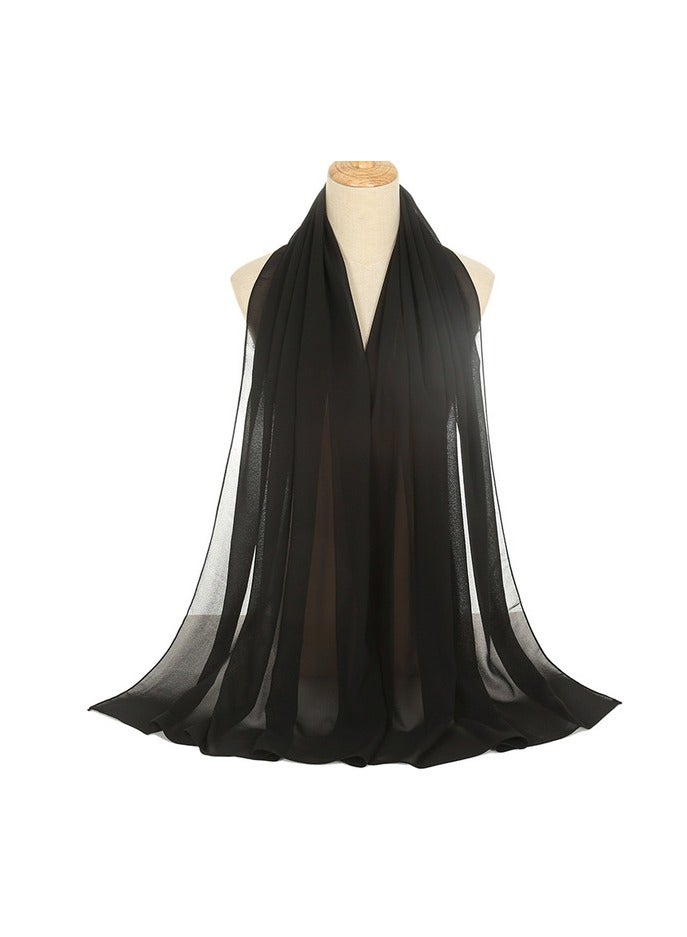 Spiffy Snow Modest and Versatile Chiffon Hijab Black
