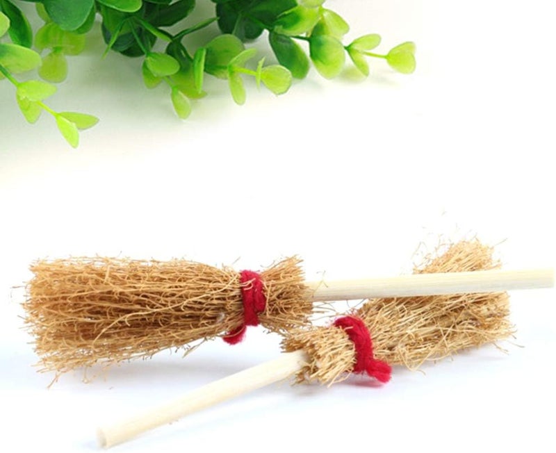 comfrt Mini Broom Straw Craft Decoration Artificial Brooms with Red Rope Witches Accessory for Halloween Party 12Pcs 9.54x4 x2cm - Image 5