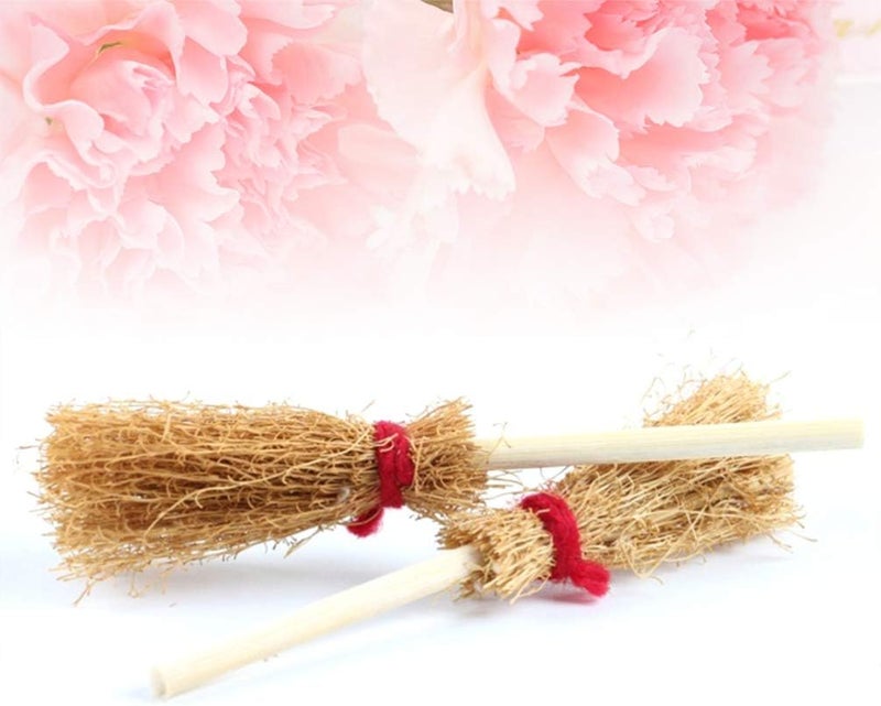 comfrt Mini Broom Straw Craft Decoration Artificial Brooms with Red Rope Witches Accessory for Halloween Party 12Pcs 9.54x4 x2cm - Image 4