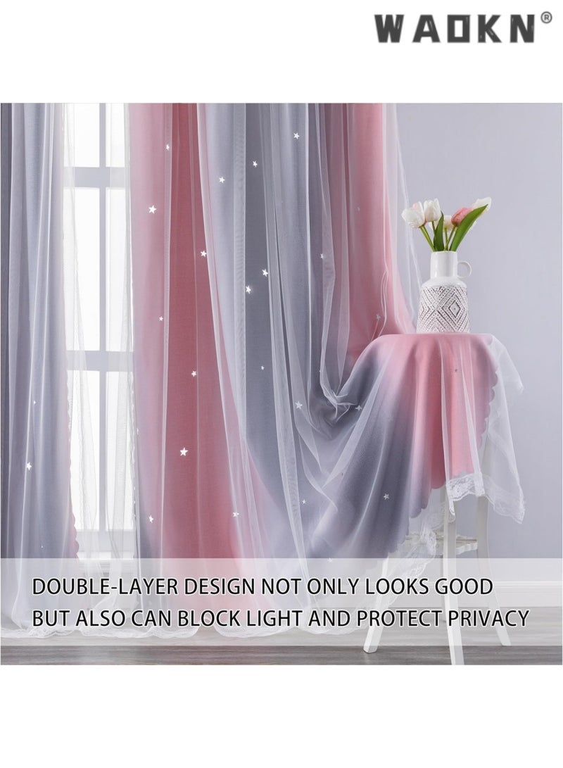 دبليو أيه أو كي أن ستارة غرفة الطفل حلم ستار التظليل : ساحر الأميرة تصميم , مناسبة لأنّ ك طفلة صغيرة غرفة نوم نافذة - طول فائقة ، يمكن تحقيق أفضل التظليل والخصوصية ( 1 قطعة لوحة ، 52w × 63l بوصة ، الوردي الأرجواني الأخضر ) - Image 2