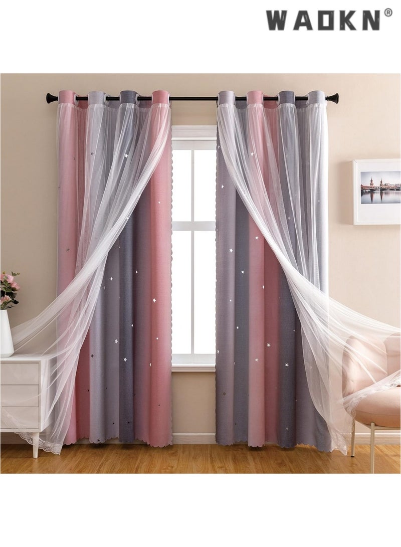 دبليو أيه أو كي أن ستارة غرفة الطفل حلم ستار التظليل : ساحر الأميرة تصميم , مناسبة لأنّ ك طفلة صغيرة غرفة نوم نافذة - طول فائقة ، يمكن تحقيق أفضل التظليل والخصوصية ( 1 قطعة لوحة ، 52w × 63l بوصة ، الوردي الأرجواني الأخضر ) - Image 1