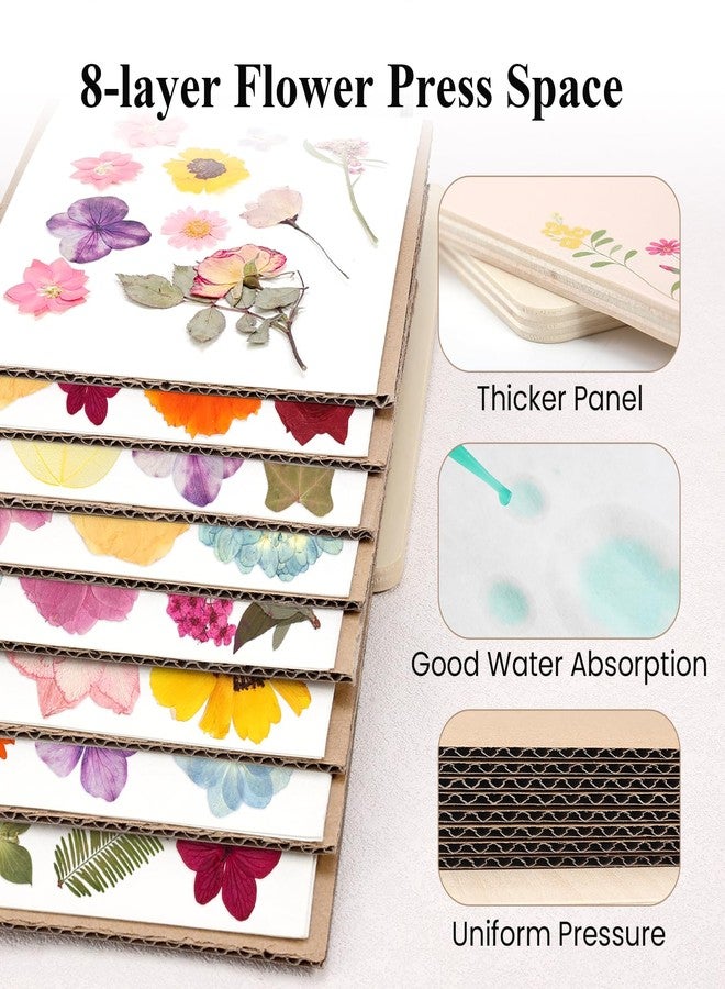 Aboofx Flower Press Kit, Craft Kits 8.6"x6.5" 8 Layers Wooden Flowers Pressing Kit for Crafts Pressed Flowers and Plant for DIY Art, Preservation for Bookmark Frame Wedding Flower Drying - Image 4