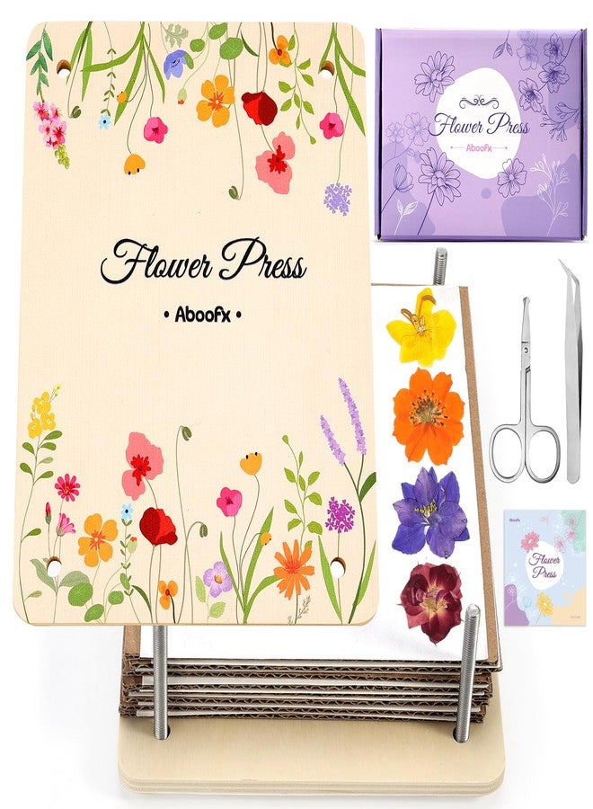 Aboofx Flower Press Kit, Craft Kits 8.6"x6.5" 8 Layers Wooden Flowers Pressing Kit for Crafts Pressed Flowers and Plant for DIY Art, Preservation for Bookmark Frame Wedding Flower Drying - Image 1