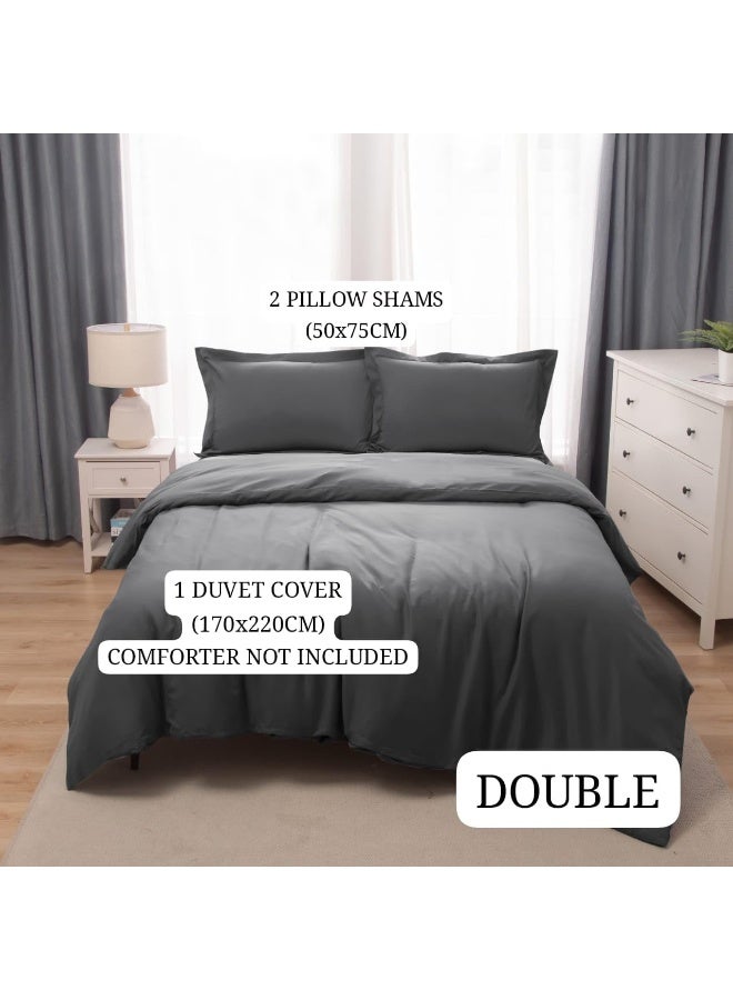 PanaX Bedding Duvet Cover Double Size Set- 1Pieces Duvet Cover 170X220Cm / 2Pieces-Pillow Shams 50X75Cm (Dark Grey, Double) - Image 3