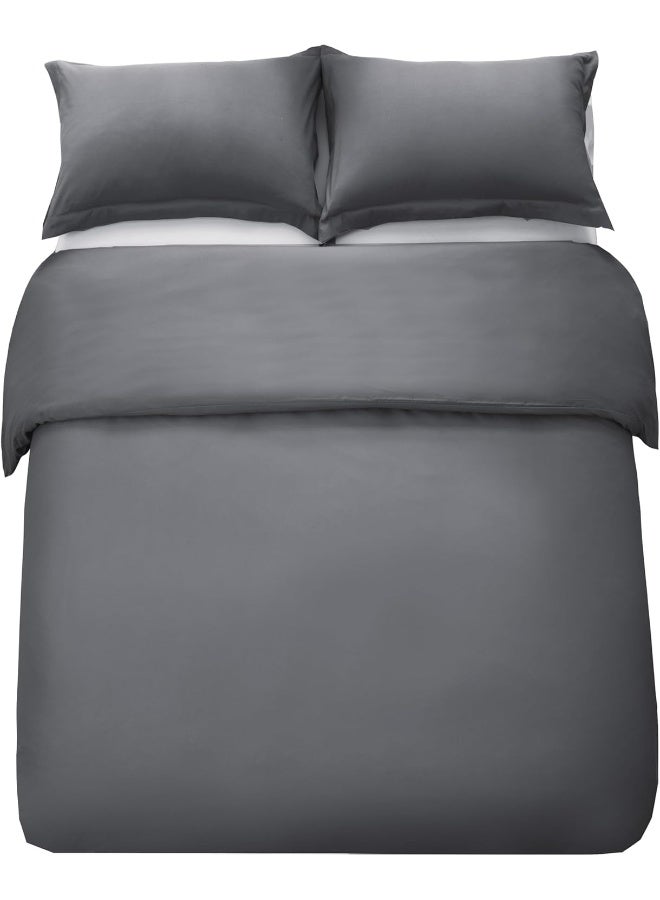 PanaX Bedding Duvet Cover Double Size Set- 1Pieces Duvet Cover 170X220Cm / 2Pieces-Pillow Shams 50X75Cm (Dark Grey, Double) - Image 2