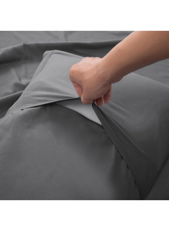 PanaX Bedding Duvet Cover Double Size Set- 1Pieces Duvet Cover 170X220Cm / 2Pieces-Pillow Shams 50X75Cm (Dark Grey, Double) - Image 4