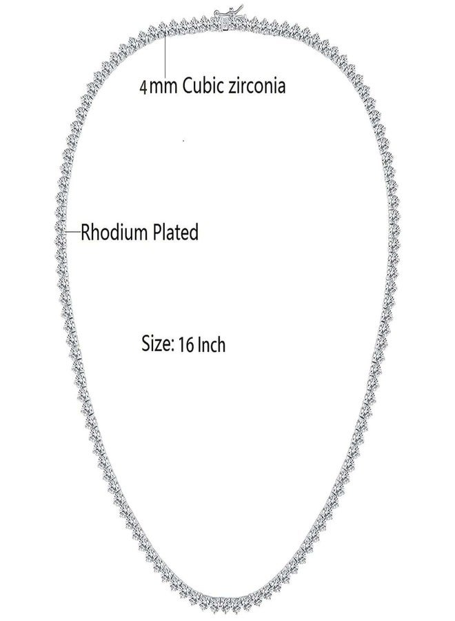 GEMSME GMESME 18K White Gold Plated Cubic Zirconia Classic Tennis Necklace, 24inch, Gold Plated, Cubic Zirconia - Image 3