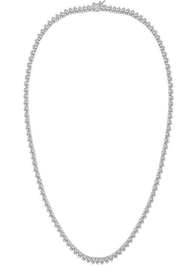 GEMSME GMESME 18K White Gold Plated Cubic Zirconia Classic Tennis Necklace, 24inch, Gold Plated, Cubic Zirconia - Image 1