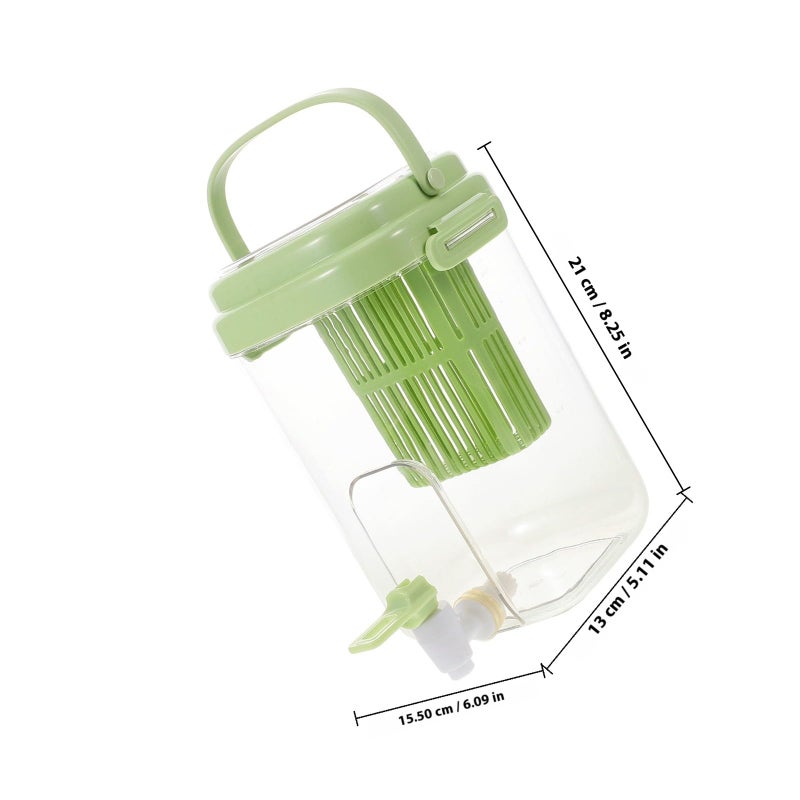 Green Plastic 2 Liter Drink Pitcher with Faucet Food Grade Beverage Dispenser for Fridge - Image 3