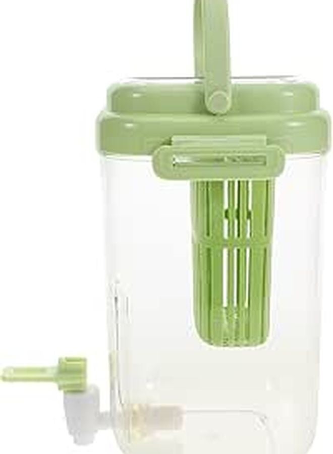 Green Plastic 2 Liter Drink Pitcher with Faucet Food Grade Beverage Dispenser for Fridge - Image 1