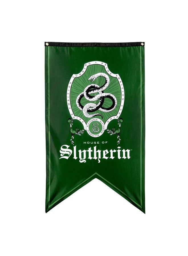 Conquest Journals Harry Potter Slytherin Crest Banner, 30'' x 50'' Extra Large Flag, 300D Oxford Cloth, Banners for Birthday Parties, Party Supplies, Dorm Decorations, Wall Decor, Officially Licensed - Image 1