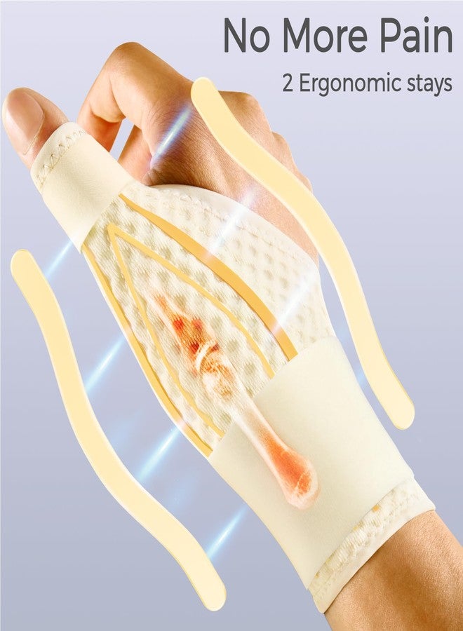 FREETOO Stable Thumb Brace Right Hand Left Hand for Arthritis Pain and Support, Thumb Splint for De Quervains Tenosynovitis,Trigger Thumb and Wrist Stabilizer for Tendonitis, Sprain.Beige Right M - Image 2