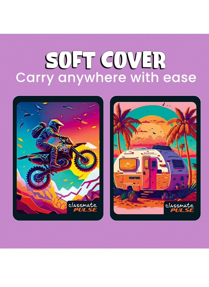 classmate Classmate pulse single subject spiral Notebook - Pack of 4 | Unruled | 200 Pages | 24.0cm x 18.0cm | Attractive Cover Designs | Soft Cover |Notebooks for College Students  - Image 5