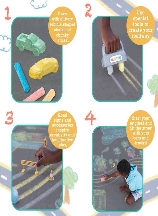 MindWare Oh So Fun! Cars and Trucks Sidewalk Chalk Set - Great For Toddlers Including Chalk Holders For Kids Ages 3+ - Image 2