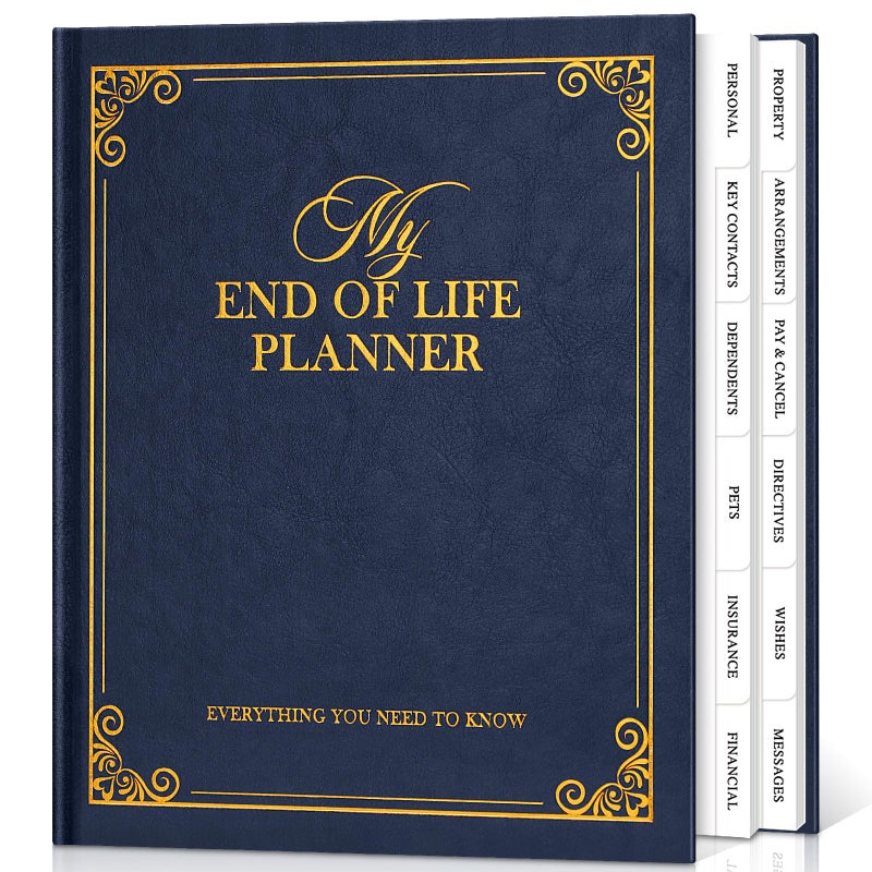 Lanpn End of Life Planner Death Organizer with Tabs, Final Wishes & Financial Estate Planning Journal, When I Die Journal for Senior, Before Death Life and Care Plan Book, Blue, Leather Hardcover - Image 1