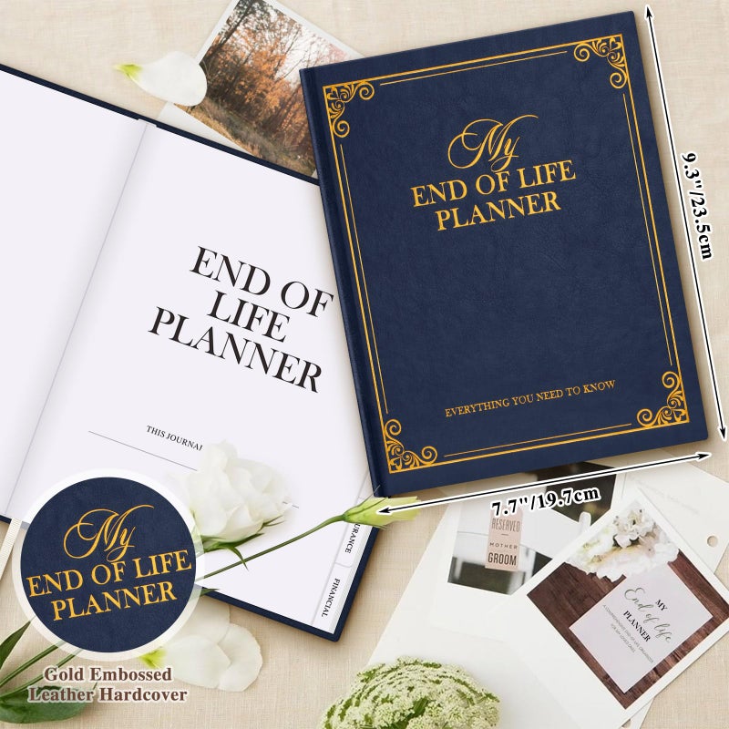 Lanpn End of Life Planner Death Organizer with Tabs, Final Wishes & Financial Estate Planning Journal, When I Die Journal for Senior, Before Death Life and Care Plan Book, Blue, Leather Hardcover - Image 2