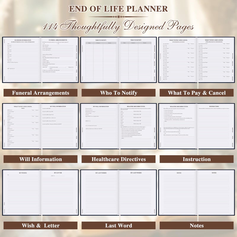 Lanpn End of Life Planner Death Organizer with Tabs, Final Wishes & Financial Estate Planning Journal, When I Die Journal for Senior, Before Death Life and Care Plan Book, Blue, Leather Hardcover - Image 5