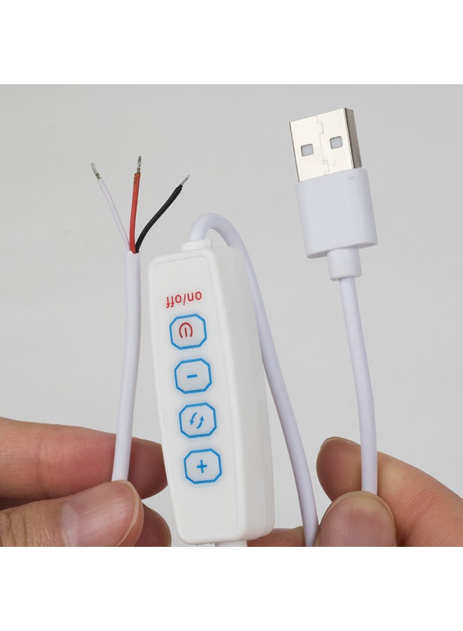 خط تبديل ضوء ليلي لمصباح مكتب LED بثلاثة ألوان يعتم خط تبديل مقبس USB - اللون: 1.5 متر خط تبديل USB ثلاثي الألوان (أسود)  - Image 3