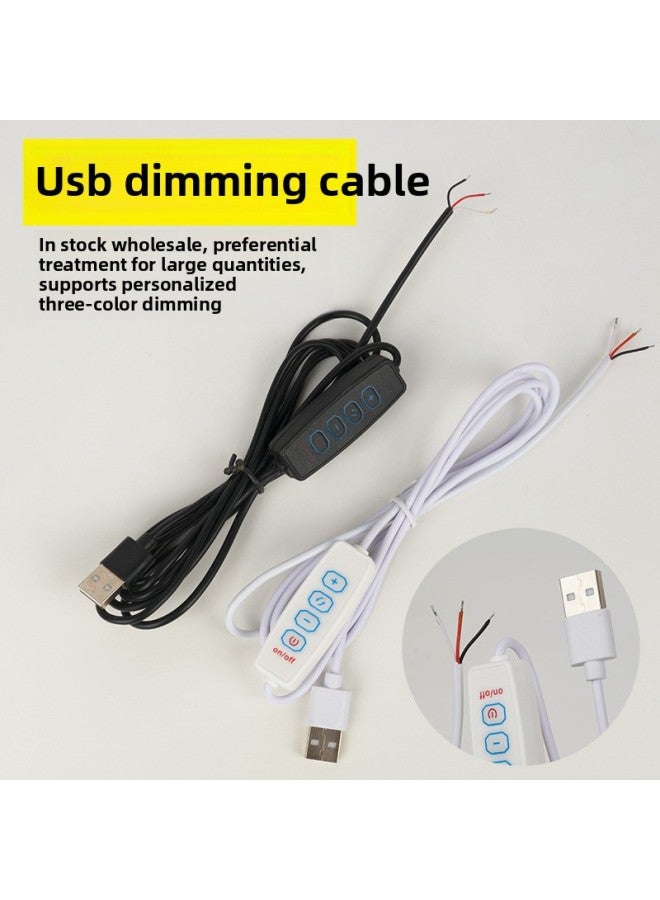 خط تبديل ضوء ليلي لمصباح مكتب LED بثلاثة ألوان يعتم خط تبديل مقبس USB - اللون: 1.5 متر خط تبديل USB ثلاثي الألوان (أسود)  - Image 1